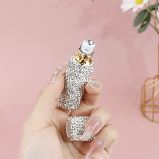 0.34oz Essential Oil Roller Bottle with Crystal Glass - Travel-Friendly Stainless Steel Roller Ball And Refillable Cap for Perfumes, Aromatherapy, And Body Oils.