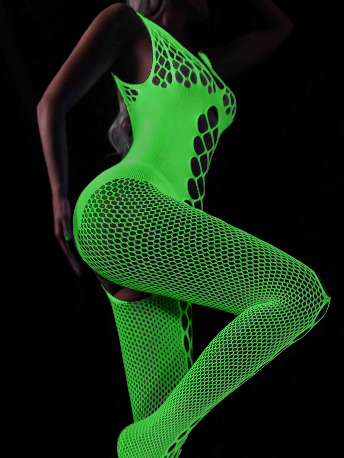 Semi-Sheer High Elasticity Polyamide Body Stocking - Hollow Out Open Crotch, Backless, Sexy Fishnet Design for Women - Comfortable Knit Fabric, Solid Color, Adult Female Lingerie & Underwear