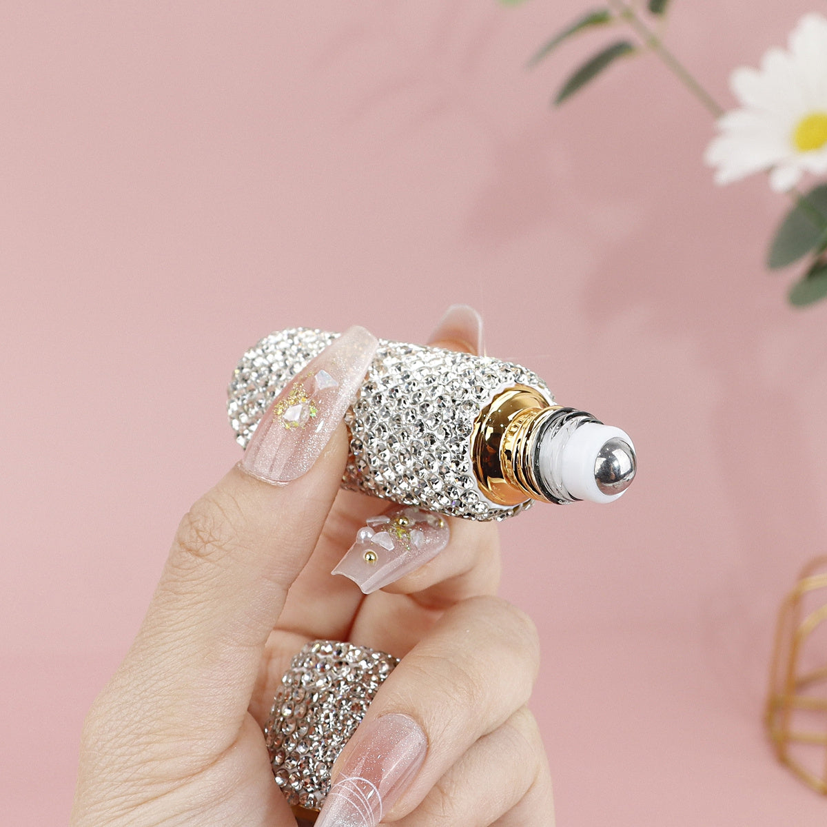 0.34oz Essential Oil Roller Bottle with Crystal Glass - Travel-Friendly Stainless Steel Roller Ball And Refillable Cap for Perfumes, Aromatherapy, And Body Oils.