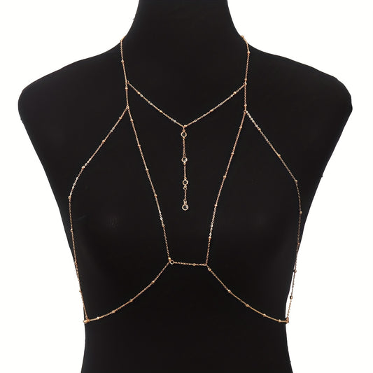 1pc Fashionable Super Glitter Women's Bra Chain Body Jewelry with Rhinestone Embellishment, Suitable for Daily Wear, Parties, Nightclubs, and Fashion Shows