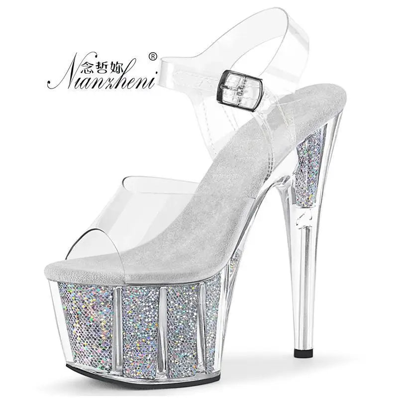 Exotic Stripper luxury shoes 6 inch for women Sandals15cm High Heels Sexy Gothic Fetish Strip Pole Dance Platform Clear peep toe