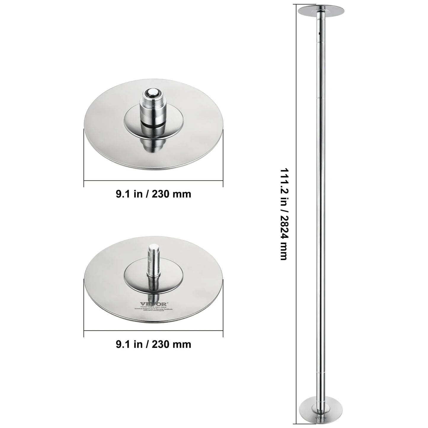 SucceBuy Professional Dancing Pole Spinning Static Dancing Pole Kit Portable Removable Pole 45mm Heavy-Duty Stainless Steel Pole