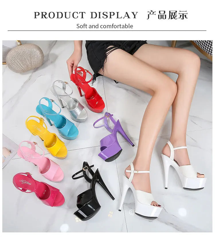 15 CM 6inchs Pole Dance Shoes Stripper High Heels Women Sexy Show Shoes Sandals Party Club Platform High-heeled Wedding Footwear