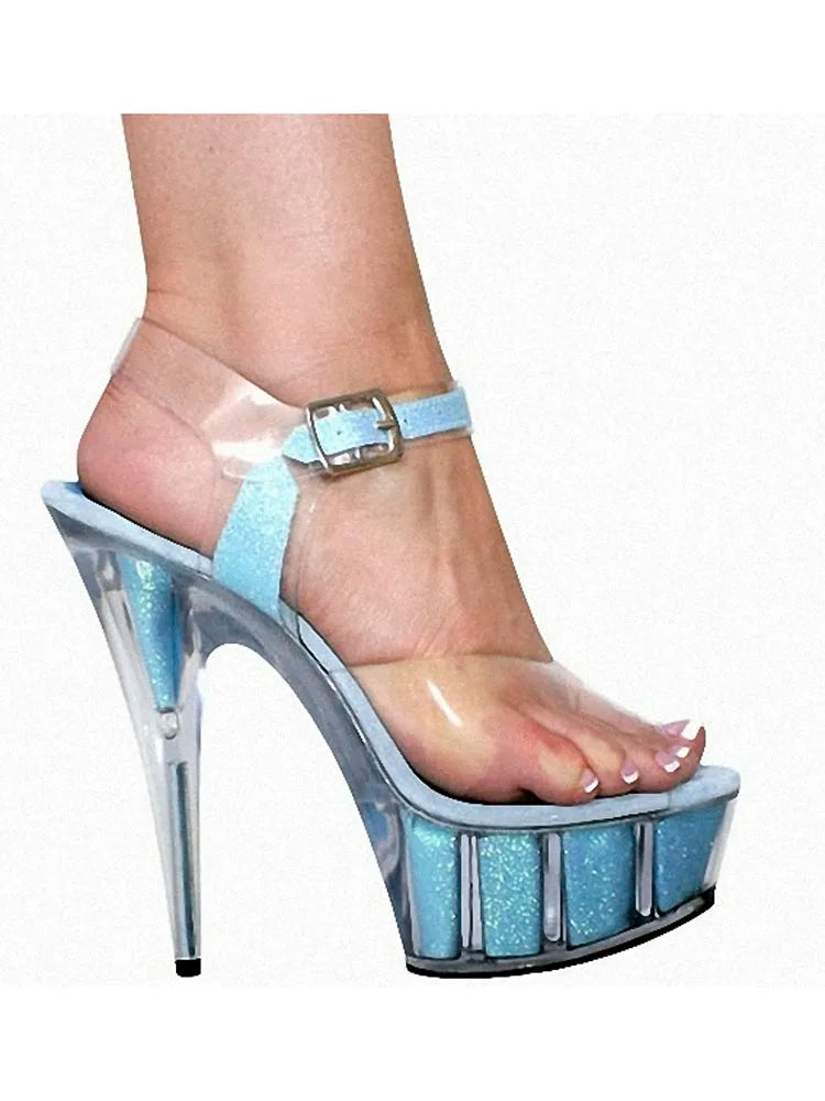 Exotic Stripper luxury shoes 6 inch for women Sandals15cm High Heels Sexy Gothic Fetish Strip Pole Dance Platform Clear peep toe