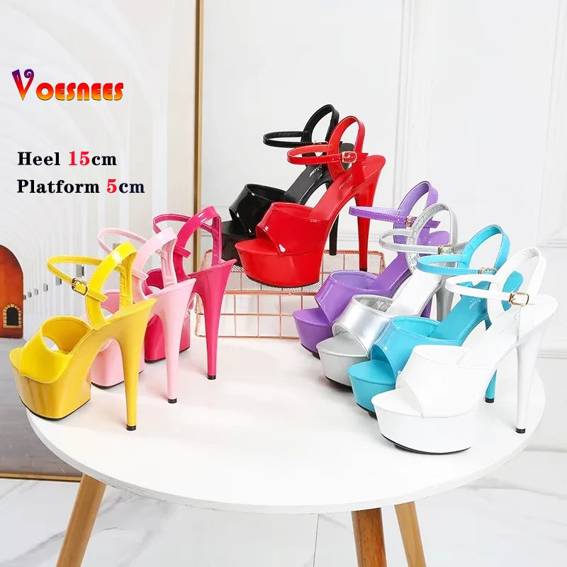 15 CM 6inchs Pole Dance Shoes Stripper High Heels Women Sexy Show Shoes Sandals Party Club Platform High-heeled Wedding Footwear