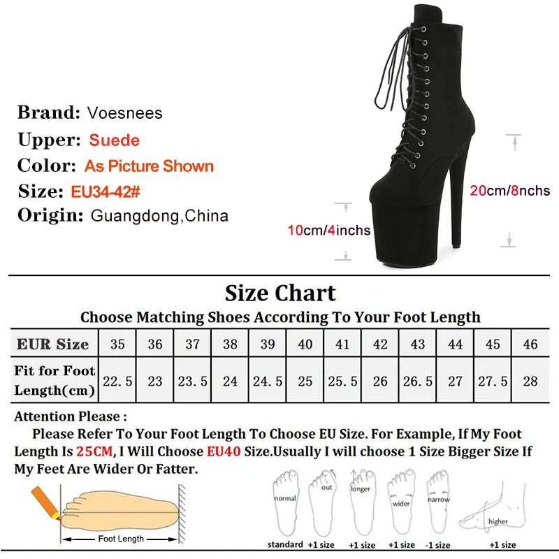 Pole Dance Shoes 15 17 20cm Sexy Black Flannel Platform Stripper Heels Suede Ankle Boots High Heels Laces Round Toe Low Leg