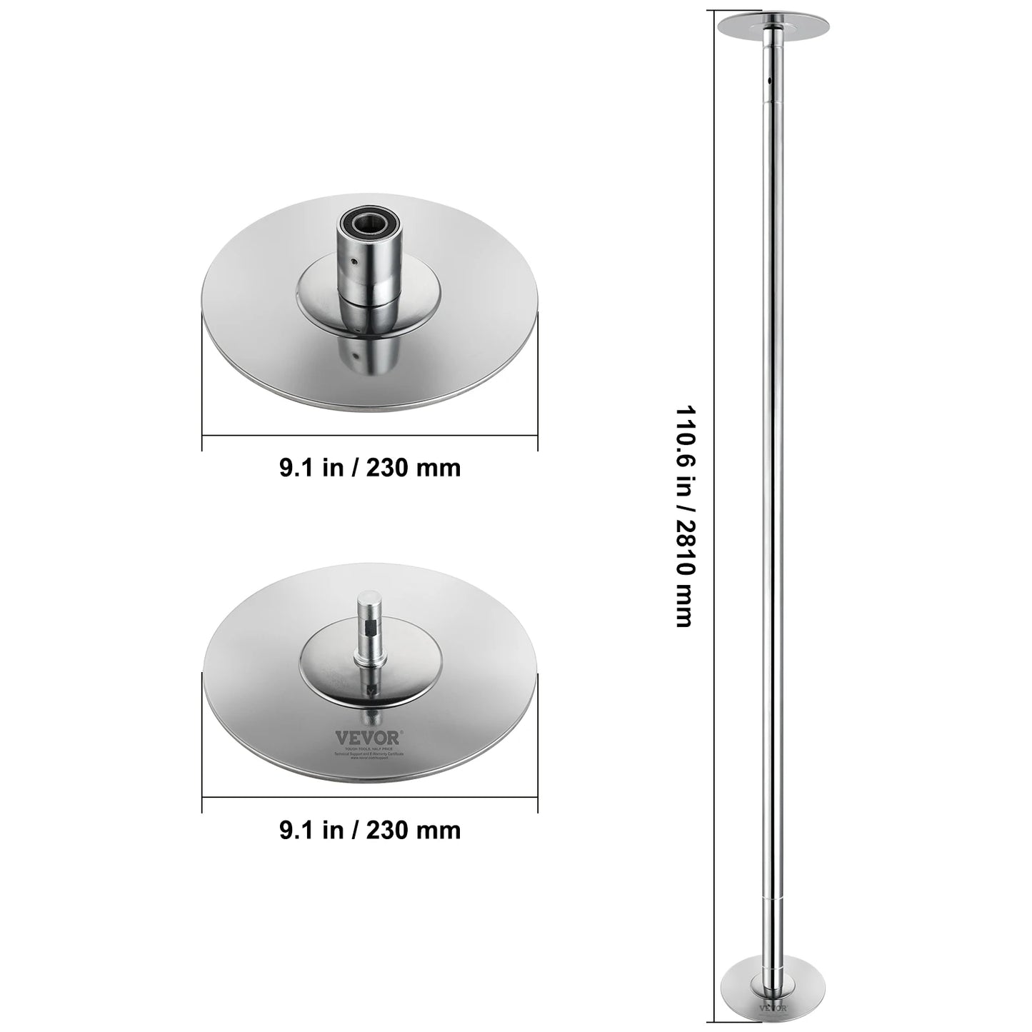 SucceBuy Professional Dancing Pole Spinning Static Dancing Pole Kit Portable Removable Pole 45mm Heavy-Duty Stainless Steel Pole