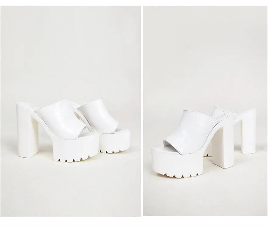 Super High Heels 14CM Platform Sandals Women 2025 Summer Crocodile Pattern Leather Peep Toe Sexy Platform Party Female Slippers