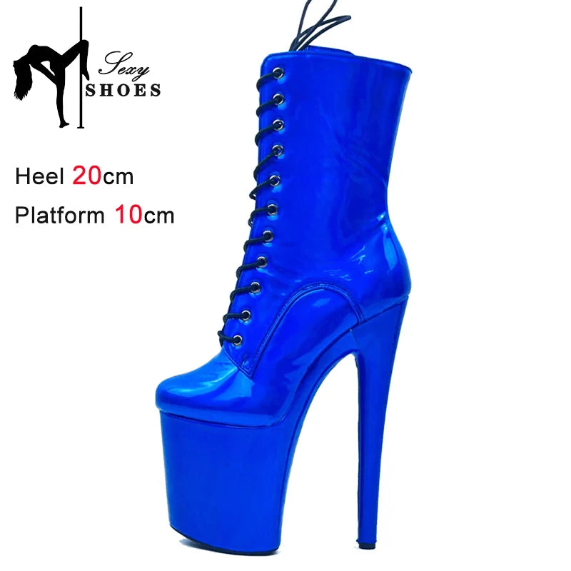 Shoes For Women Spring/Autumn 20CM/8 Inch Ankle Boots Laser Illusory Color Pole Dancing Shoes Moden High Heels bota feminina