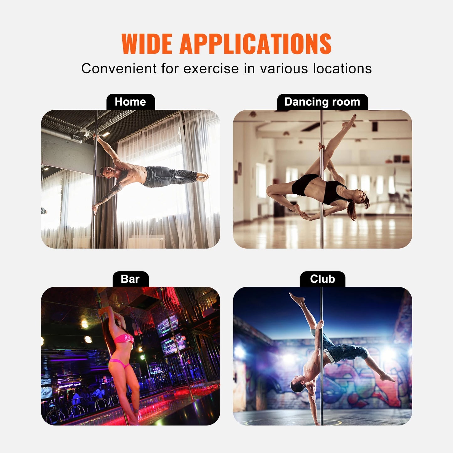 SucceBuy Professional Dancing Pole Spinning Static Dancing Pole Kit Portable Removable Pole 45mm Heavy-Duty Stainless Steel Pole