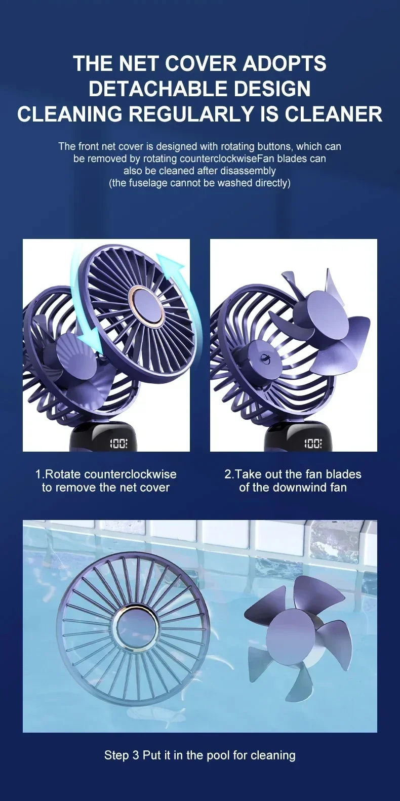 Handheld Neck Hanging USB Mini Fan Foldable Portable 5 Speed Rechargeable Fan With Phone Stand And LED Display Screen