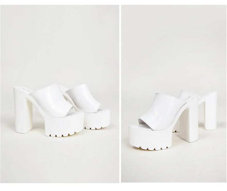 Super High Heels 14CM Platform Sandals Women 2025 Summer Crocodile Pattern Leather Peep Toe Sexy Platform Party Female Slippers