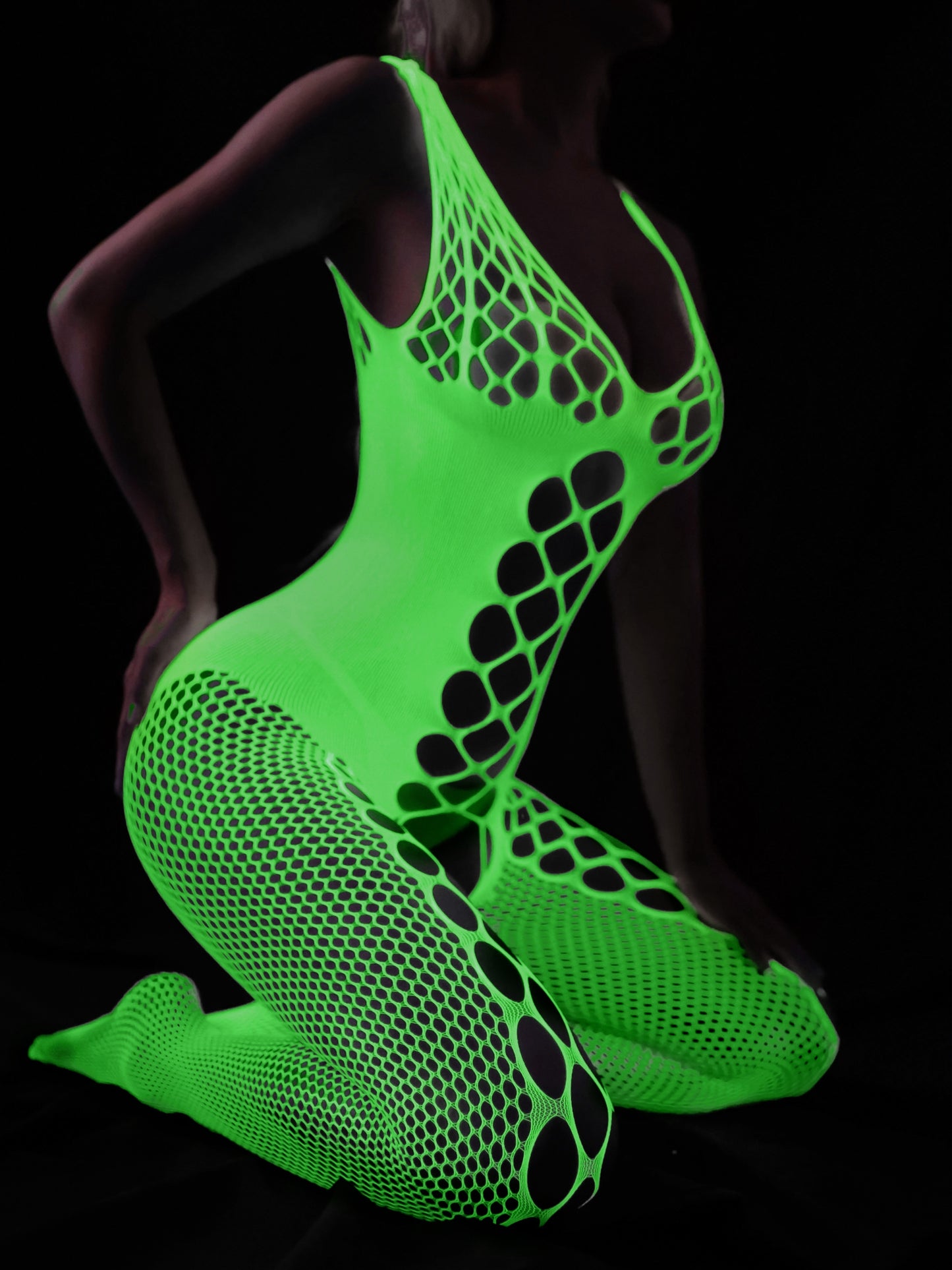 Semi-Sheer High Elasticity Polyamide Body Stocking - Hollow Out Open Crotch, Backless, Sexy Fishnet Design for Women - Comfortable Knit Fabric, Solid Color, Adult Female Lingerie & Underwear