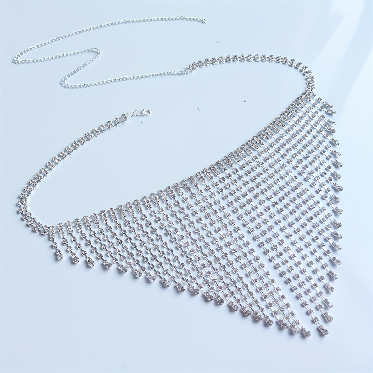 Exquisite Long Rhinestone Tassel Pendant Waist Chain - Sexy Body Jewelry Decoration with Adjustable Clasp and Dangling Tassel Details - Perfect for Night Out, Party, or Special Occasion