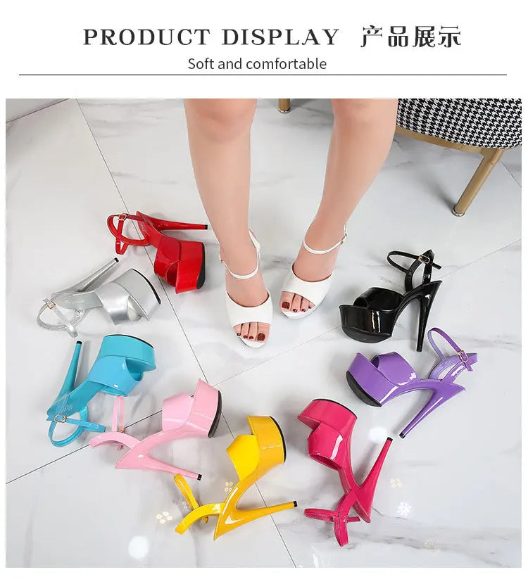 15 CM 6inchs Pole Dance Shoes Stripper High Heels Women Sexy Show Shoes Sandals Party Club Platform High-heeled Wedding Footwear